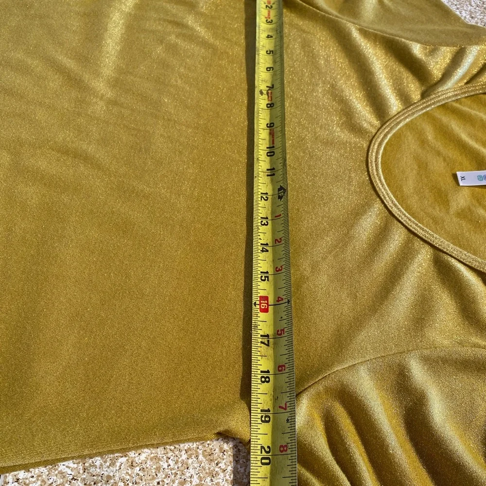 LulaRoe metallic yellow tunic dress top - Picture 3 of 7